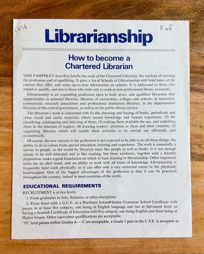Librarianship careers leaflet - librarianship,